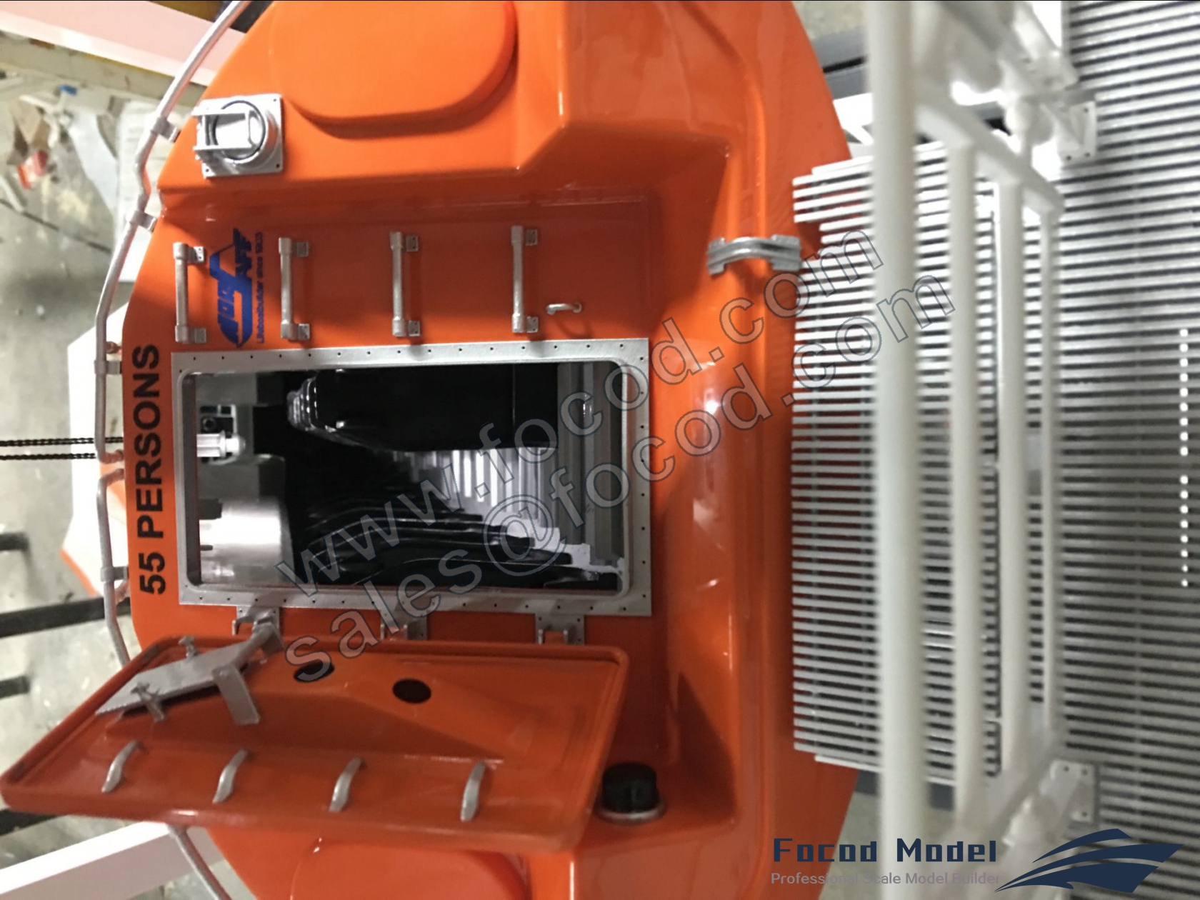 custom made model of Free Fall Liftboat with davit system